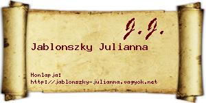 Jablonszky Julianna névjegykártya